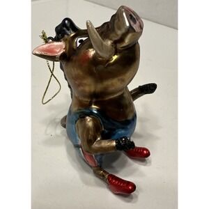 Old World Roman Glass Style‎ Blown Warthog Christmas Teardrop Ornament Used 4"